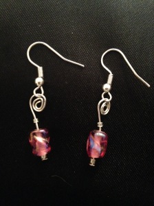 rose coloured glass earrings
